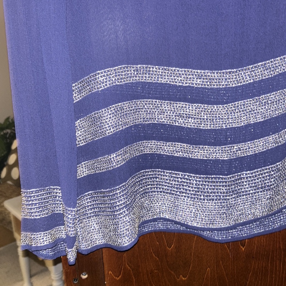 Joie Silk/ Beaded Long Sleeve / Deep Royal Blue with Silver and Matte Gold - Picture 6 of 6
